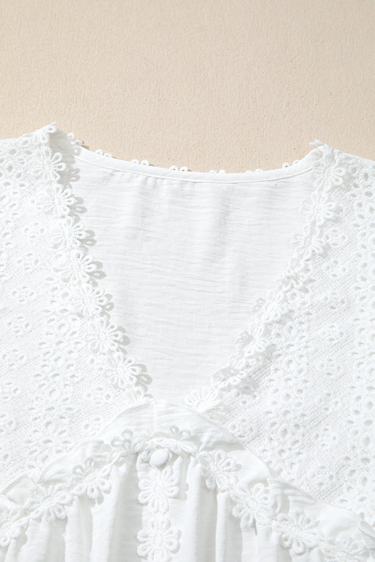 FRAME White Guipure Lace Frilled Long Sleeve Blouse