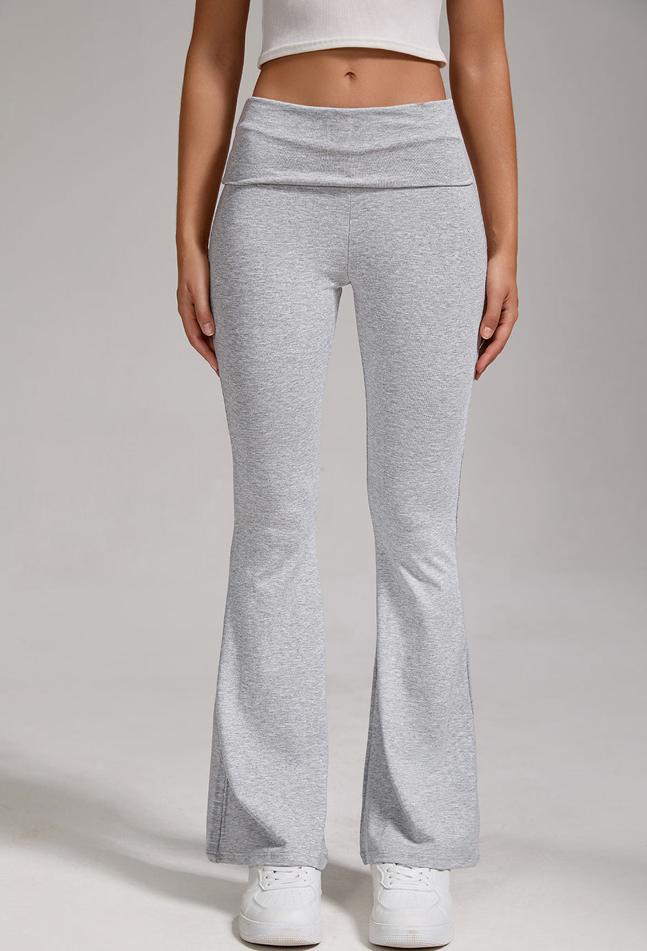 Women's Low-Waisted Folded Waist Flared Pants Wide-Leg Trousers - Image 7