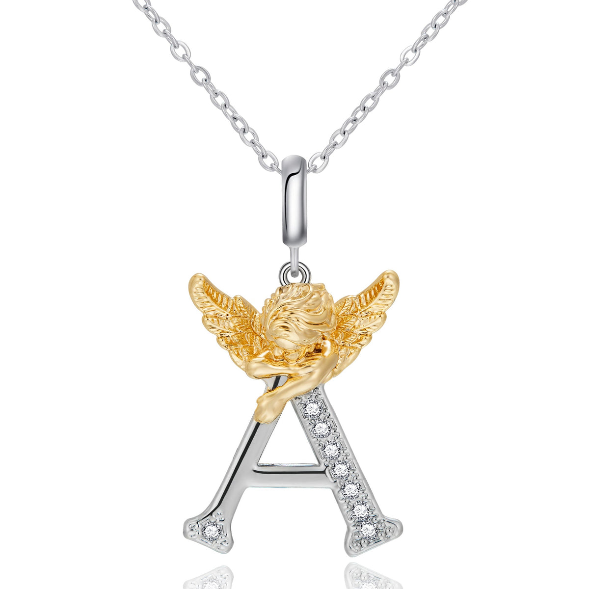 New Copper-plated White-gold Letter Pendant Mens And Womens Stainless Steel O-shaped Necklace