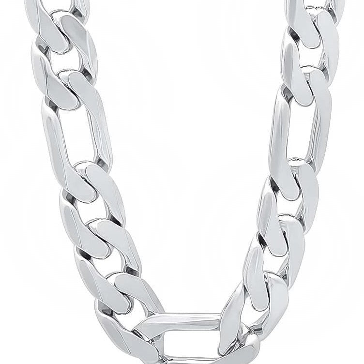 12mm Flat Side Domineering Cuban Chain Necklace Plated 925 Silver