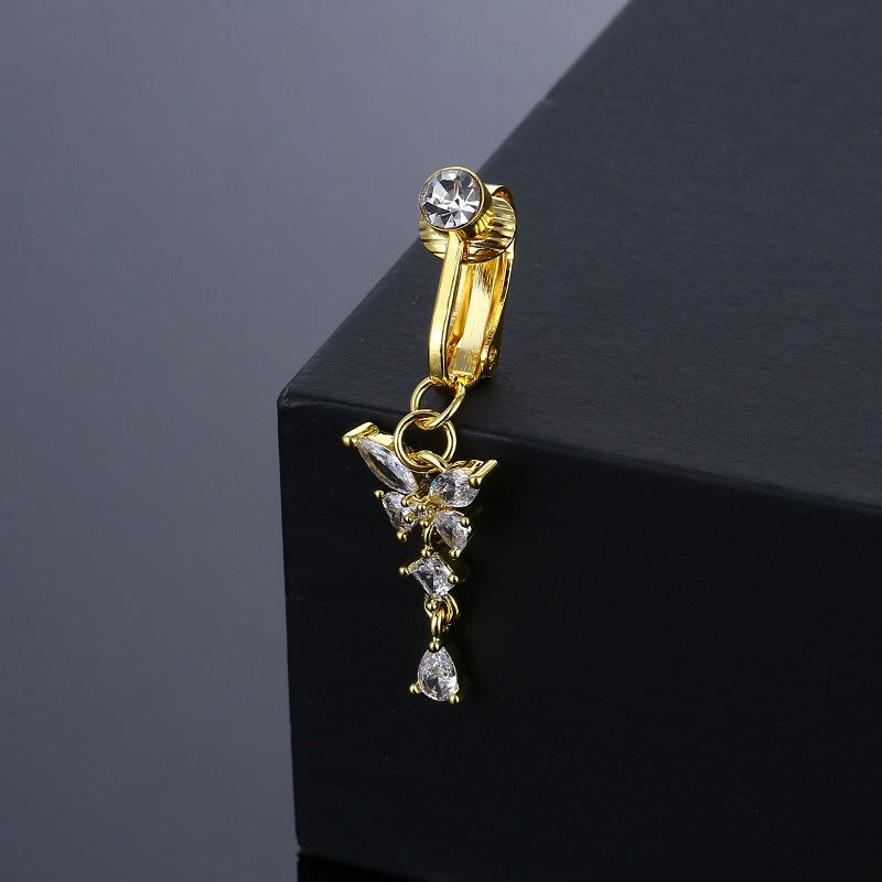 Heart  Button Ring Fake Belly Piercing Butterfly