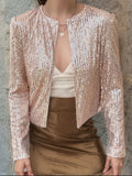 Sequin Open Front Cropped Jacket | Glamorous Party Style
