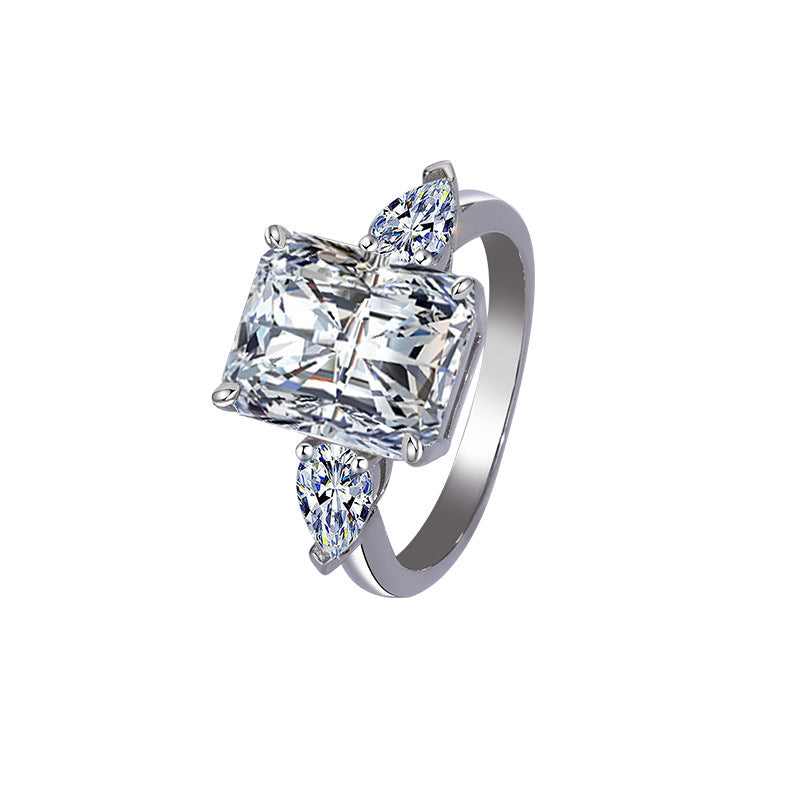 S925 Silver Moissanite Round-Cut Ring