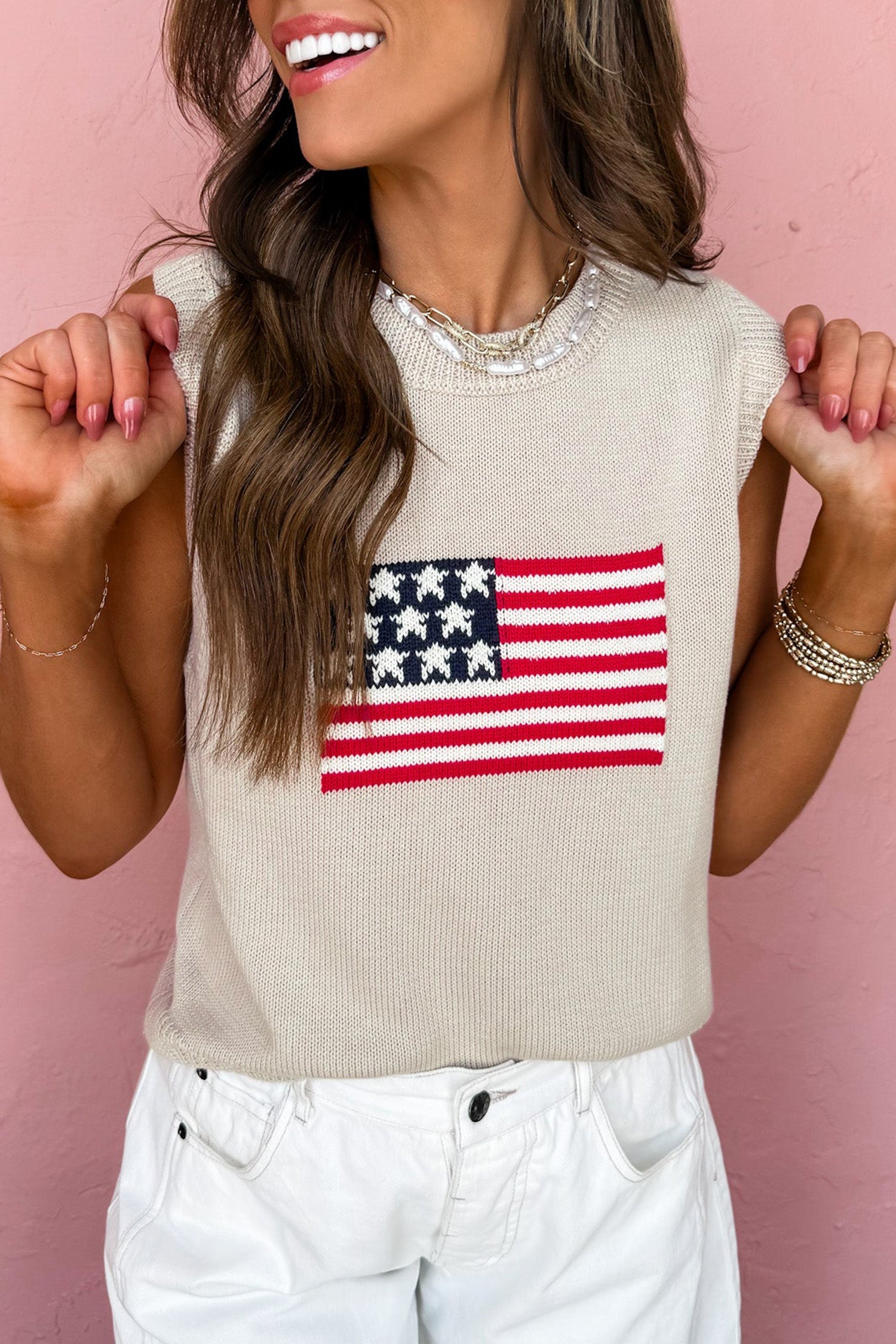 Americana USA Flag Sleeveless Knit Sweater