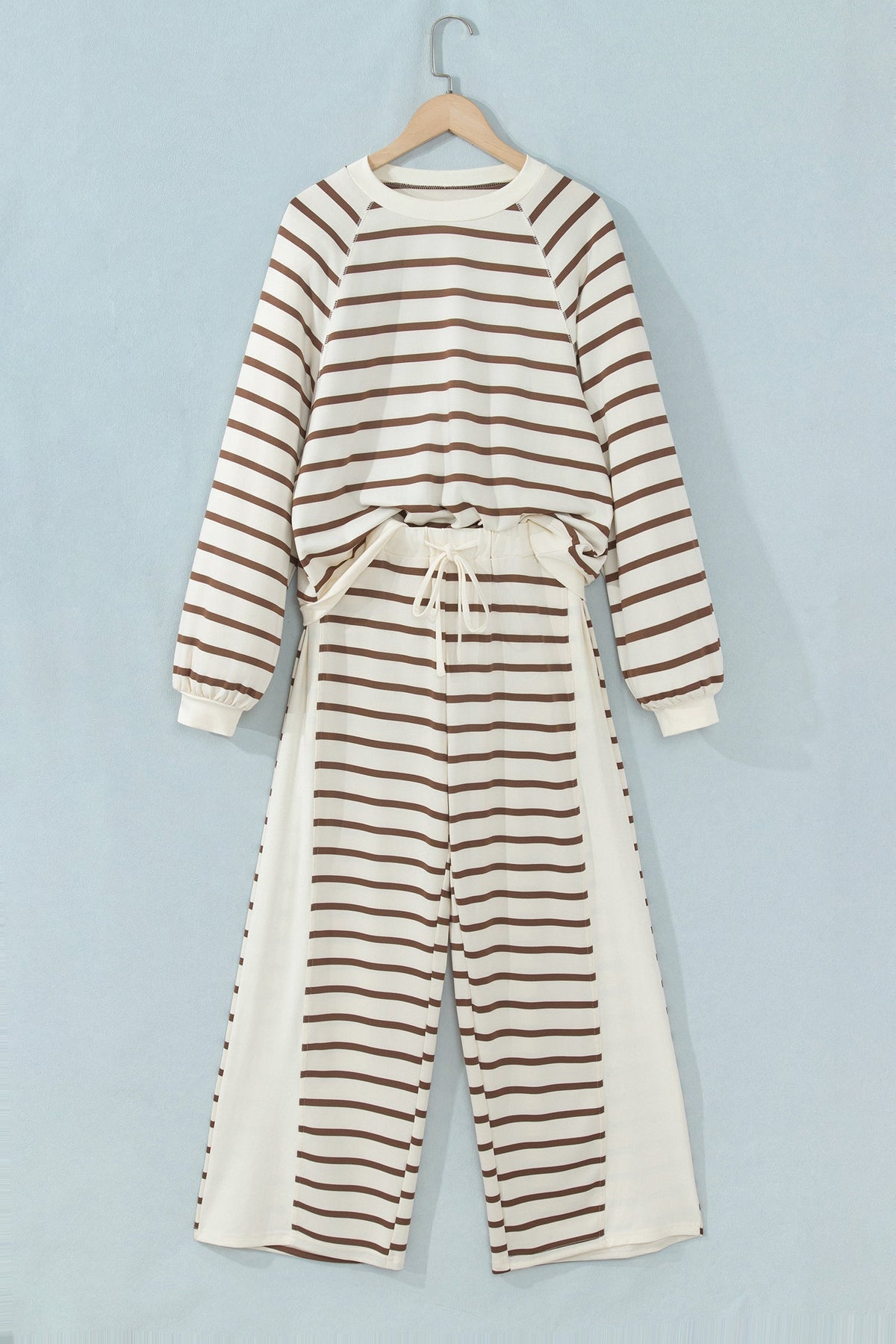 Stripe Colorblock Long Sleeve Top & Drawstring Pants Set