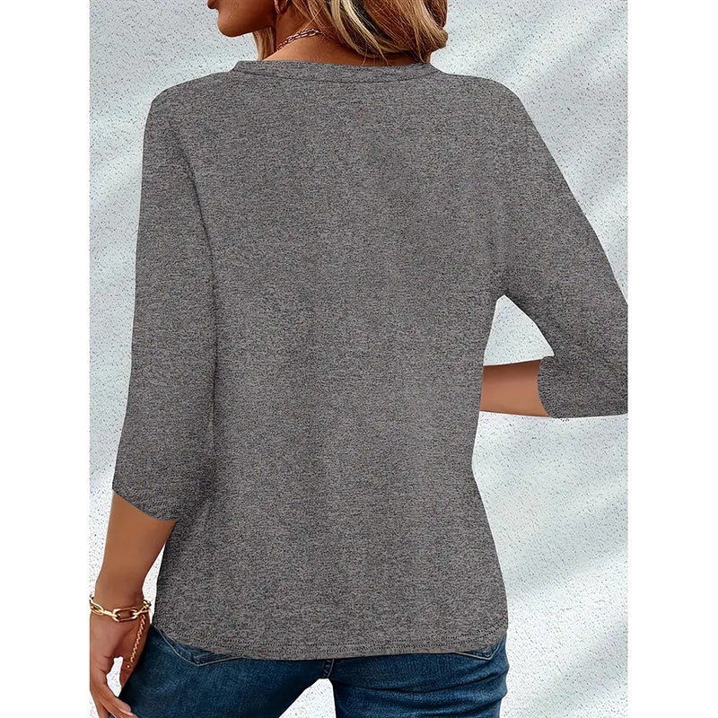 Women's 3-Pack 3/4 Sleeve Pleated Round Neck Tunic Tops
