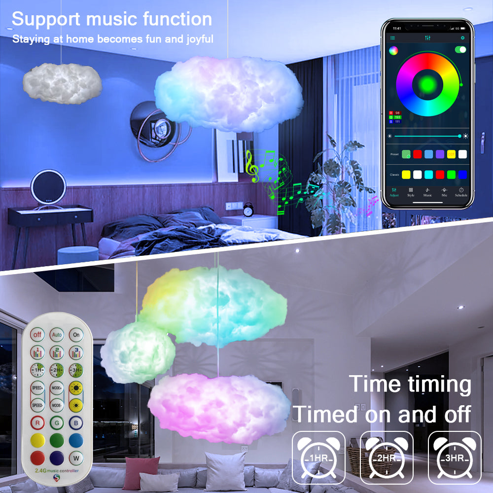 3D RGBIC LED Cloud Light with Music Sync and App Control for Kids
