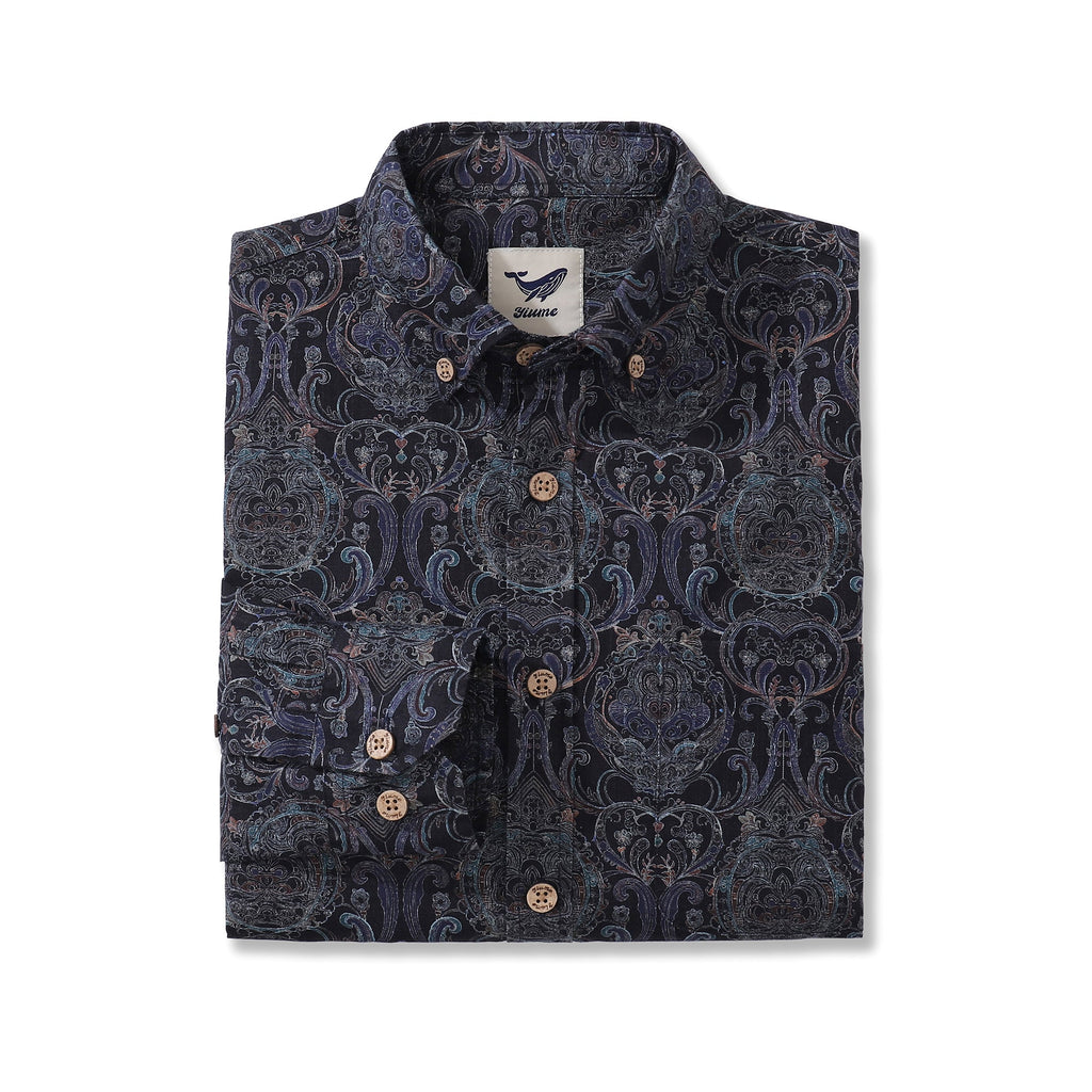 Men's Symmetrical Aesthetic Long Sleeve Cotton Button-Down Shirt