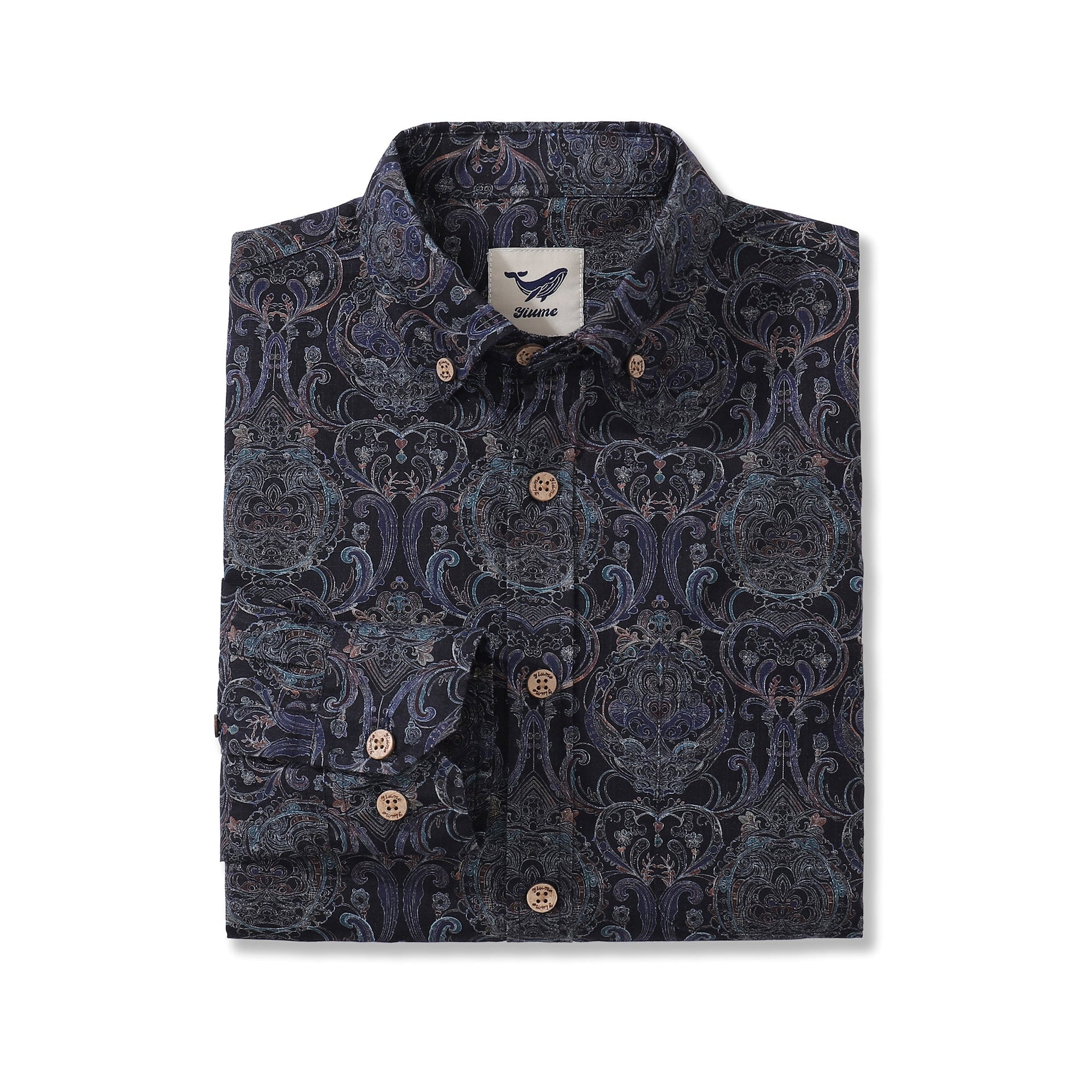 Men's Symmetrical Aesthetic Long Sleeve Cotton Button-Down Shirt