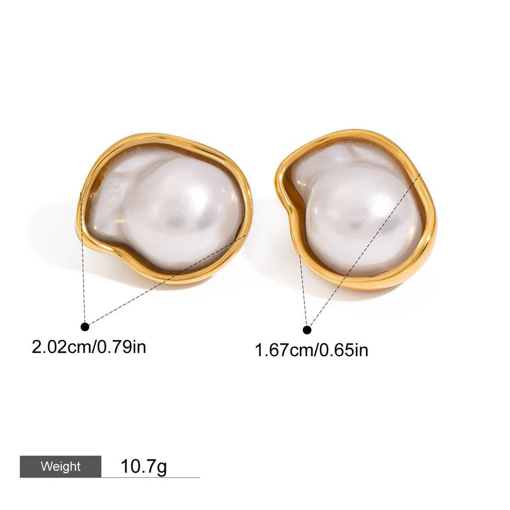 18K gold geometric inlaid pearls exquisite design noble earrings ring necklace set