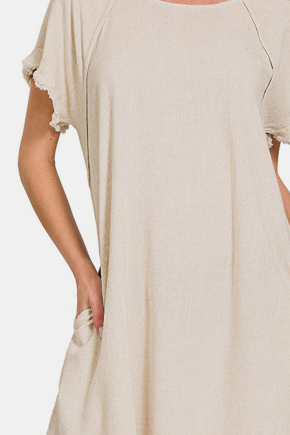 Boho Fringe Edge High Low Flowy Dress with Pockets