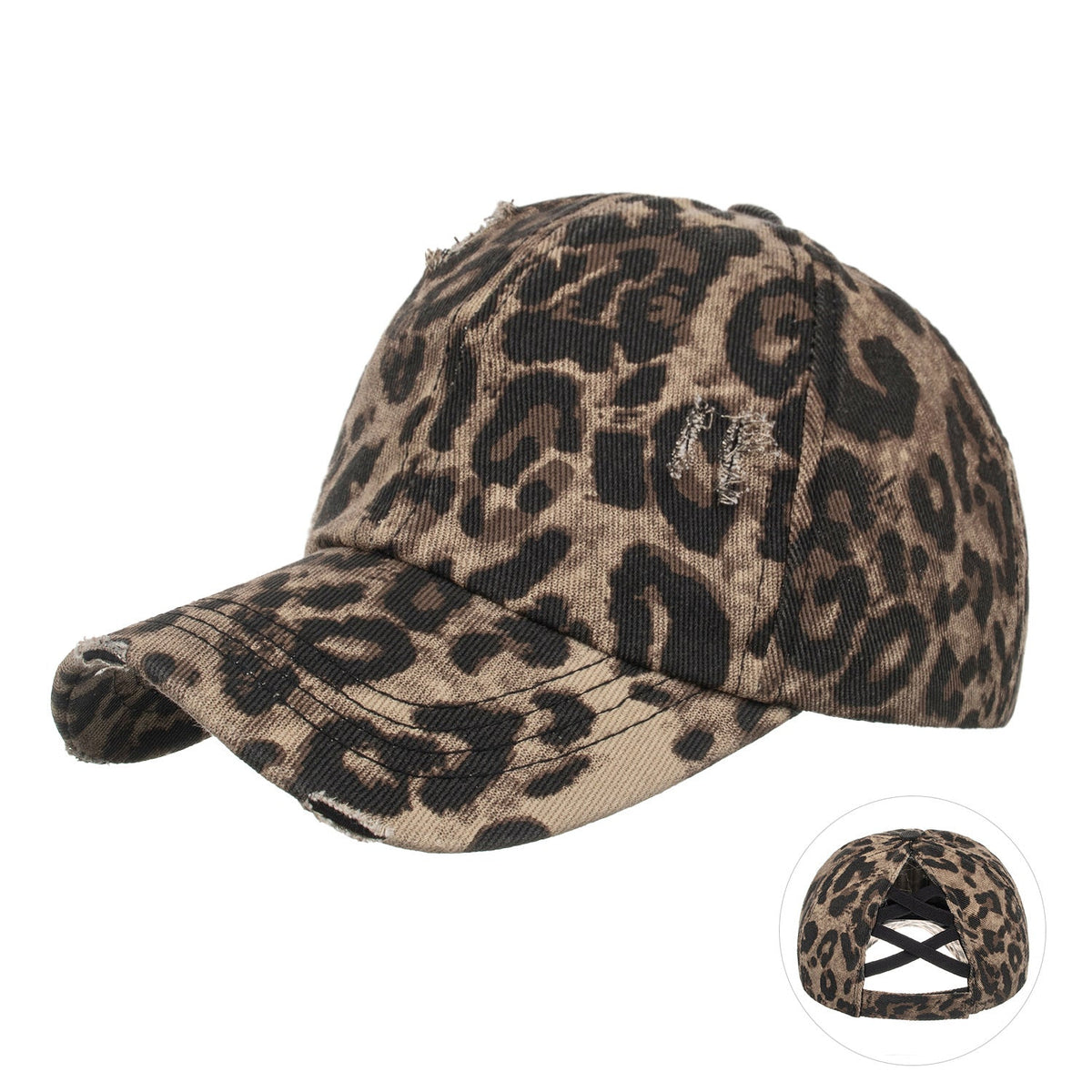 Washed Distressed Ponytail Baseball Cap