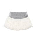 Layered Tulle Mini Skirt with Contrast Waistband