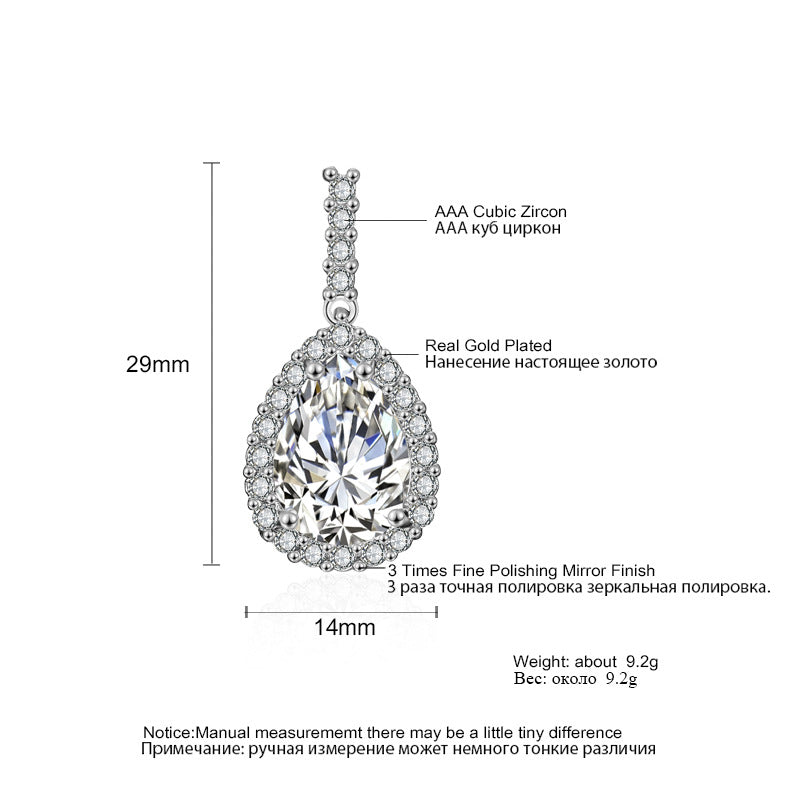 RAKOL Long Water Drop Dangle Earrings, Copper Set Zircon Elegant Women Ear Jewelry For Wedding Banquet Party Occasions