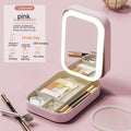 Portable LED Makeup Storage Box with Lighted Mirror - Travel Case