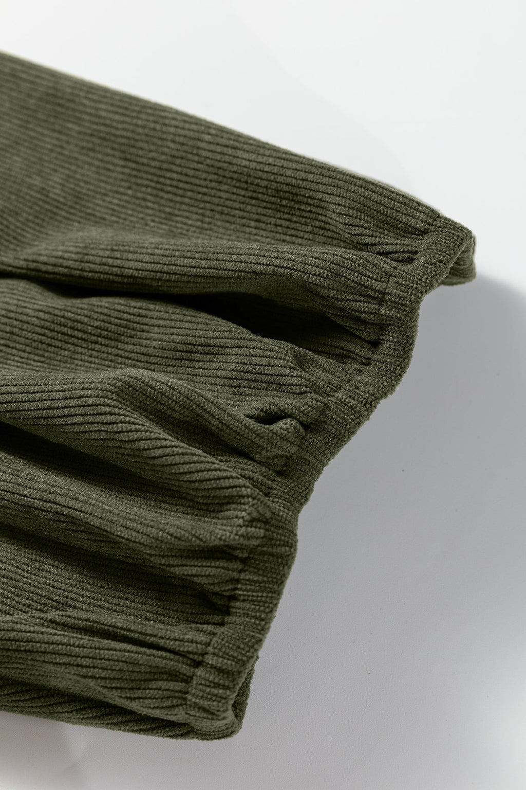 Pleated Corduroy Mini Dress with Bracelet Sleeves