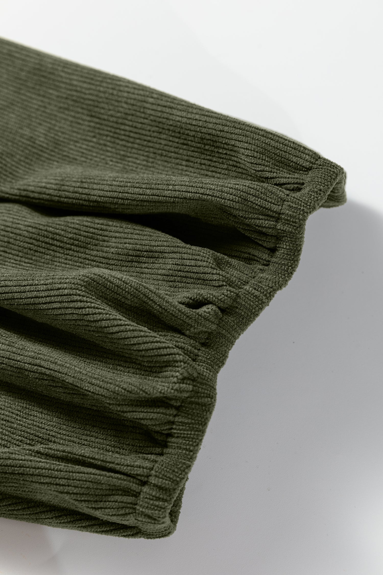 Pleated Corduroy Mini Dress with Bracelet Sleeves