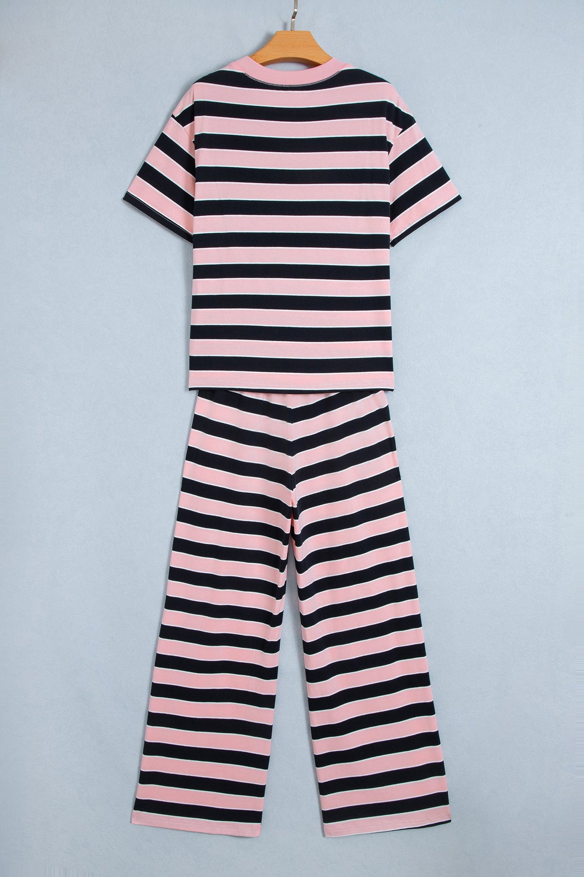 Stripe Short Sleeve Tee & Wide Leg Pants Set