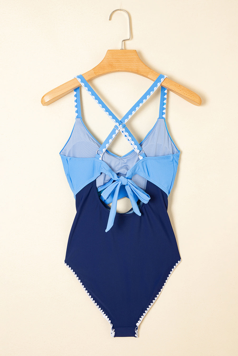 Laila Cutout One Piece Swimsuit in Light-Blue and Navy-Blue