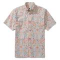 Men's beige and multi-color Ocean Dream coastal print cotton Hawaiian shirt.