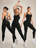 Crisscross Back Sleeveless Active Jumpsuit