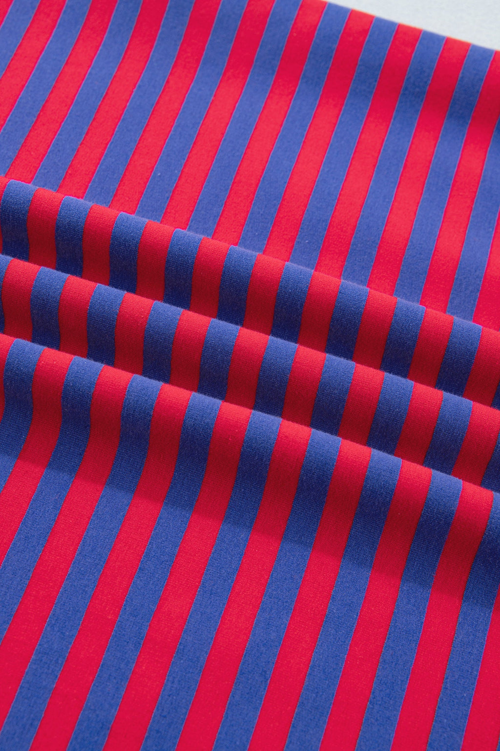 Red and Blue Striped Short Sleeve Top and High Waist Shorts Set - Image 6