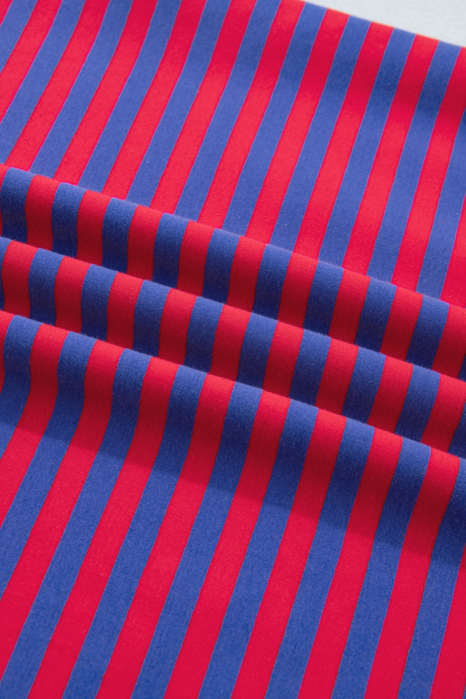 Red and Blue Striped Short Sleeve Top and High Waist Shorts Set - Image 6