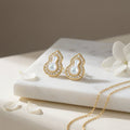 925 Sterling Silver Exquisite Mother-of-Pearl and CZ Gourd-Shaped Stud Earrings