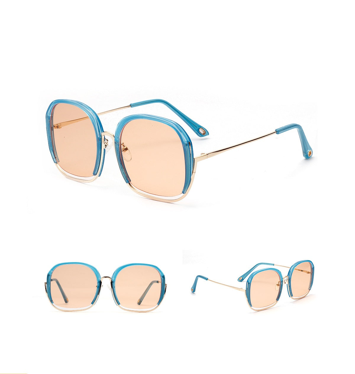 Large Half Frame UV400 Sunglasses – Oversized Fashion Shades