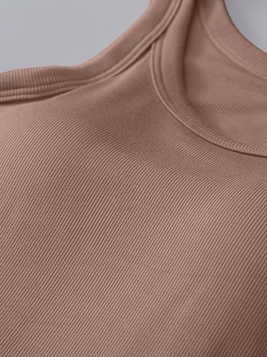 Women's Fitted Round Neck Tank Top with Built-in Bra - Sleeveless