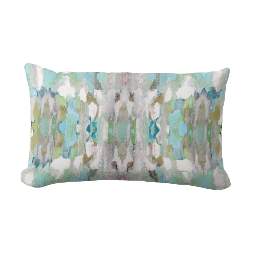 Layla Blue Abstract Art Lumbar Pillow