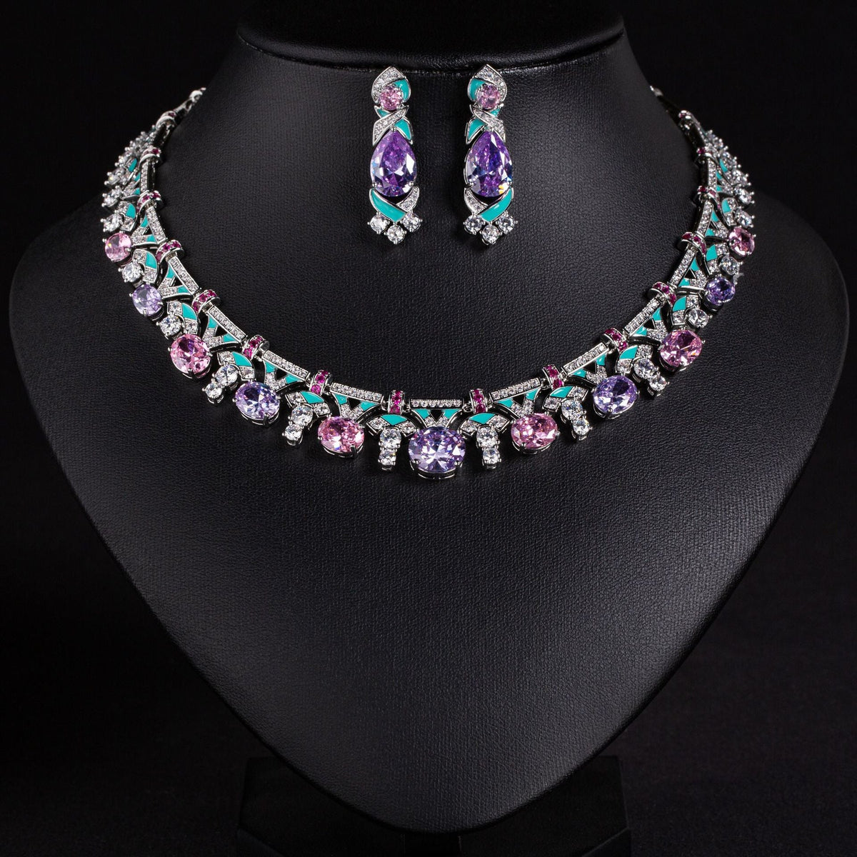 Cross-Border Same Price Necklace Irregular Pink Luxury Oil Dripping Craft High-End Women's Evening Clavicle Chain Jewelry For Women