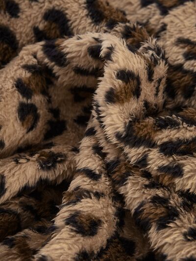 Fuzzy Leopard Hooded Jacket for Women - Casual Streetwear