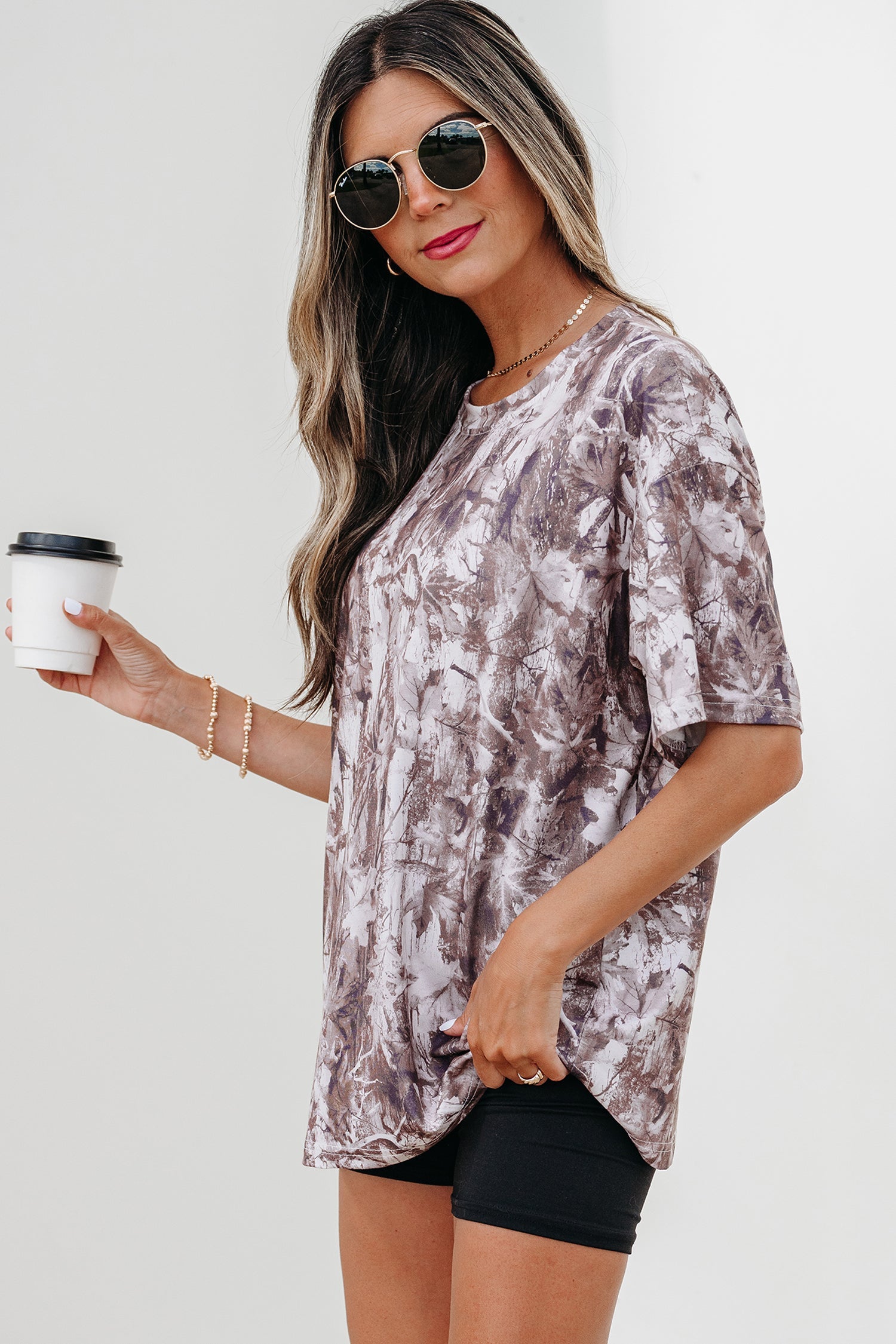 Camo Woodland Drop Shoulder Tunic Tee