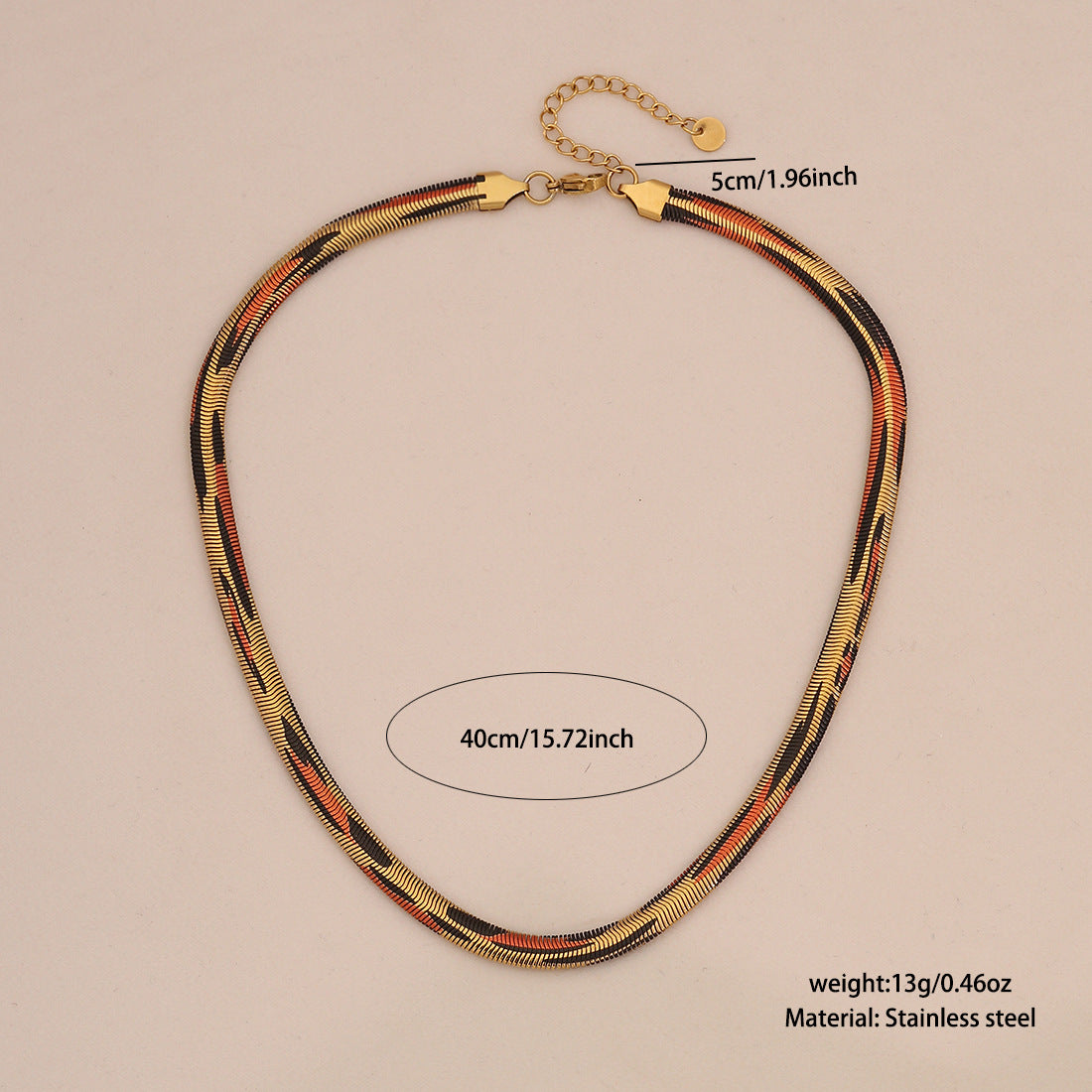 Stainless Steel Leopard-print Snake Chain Necklace
