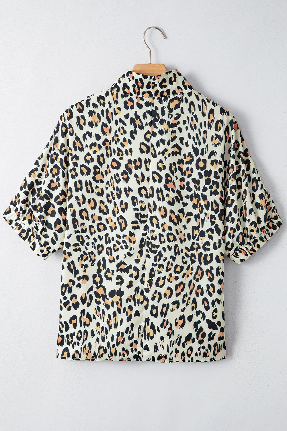 Leopard Colorblock Contrast V-Neck Loose Blouse