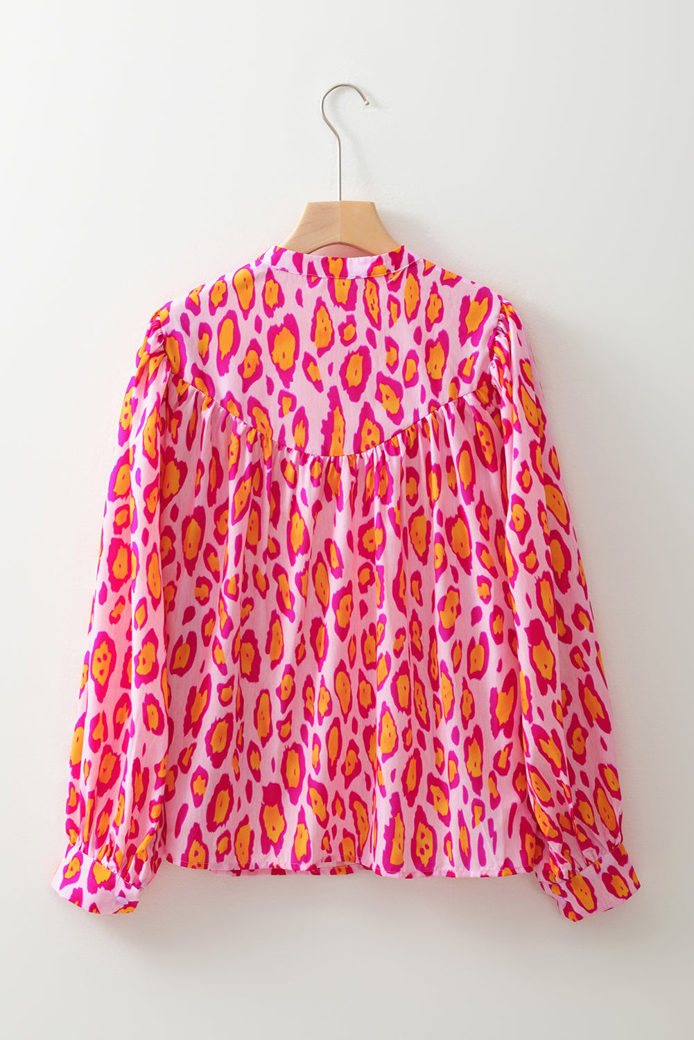 Leopard Balloon Sleeve Button-Up Shirt