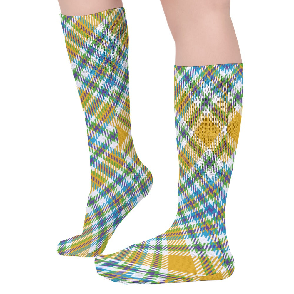 Yellow Plaid Breathable Knee-High Socks - Harajuku Style Comfort - Image 5