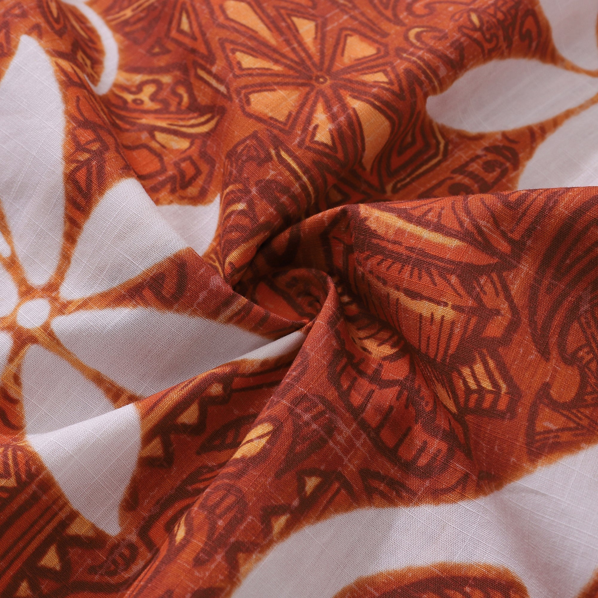 Red Hawaiian Tiki Print Shirt Men's Cotton Camp Collar Casual