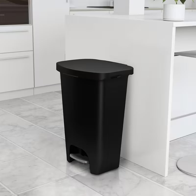 13-Gallon Kitchen Trash Can with Pedal and Bag Rings