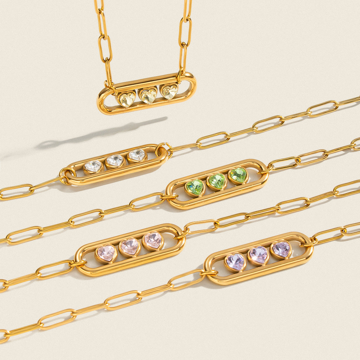 OT Heart-shaped Zircon Pendant Necklace