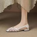 Women's Beige Mesh Breathable Low Heel Cutout Sandals - Image 6