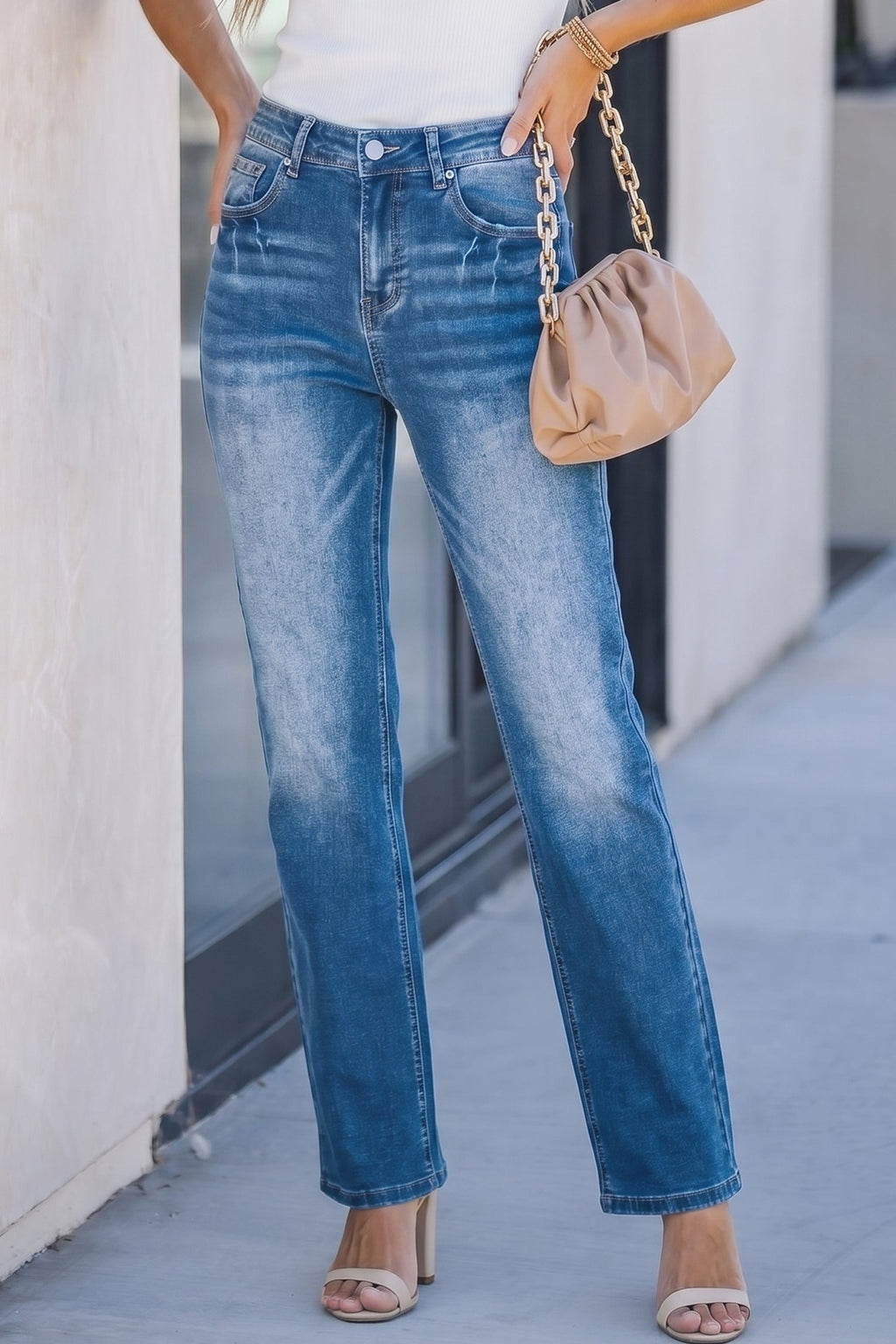 Raven Full Length Casual Jeans in Blue Denim