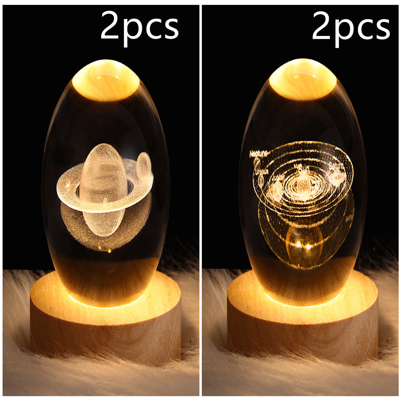 3D Galaxy Crystal Ball LED Night Light Planet Lamp Home Decor