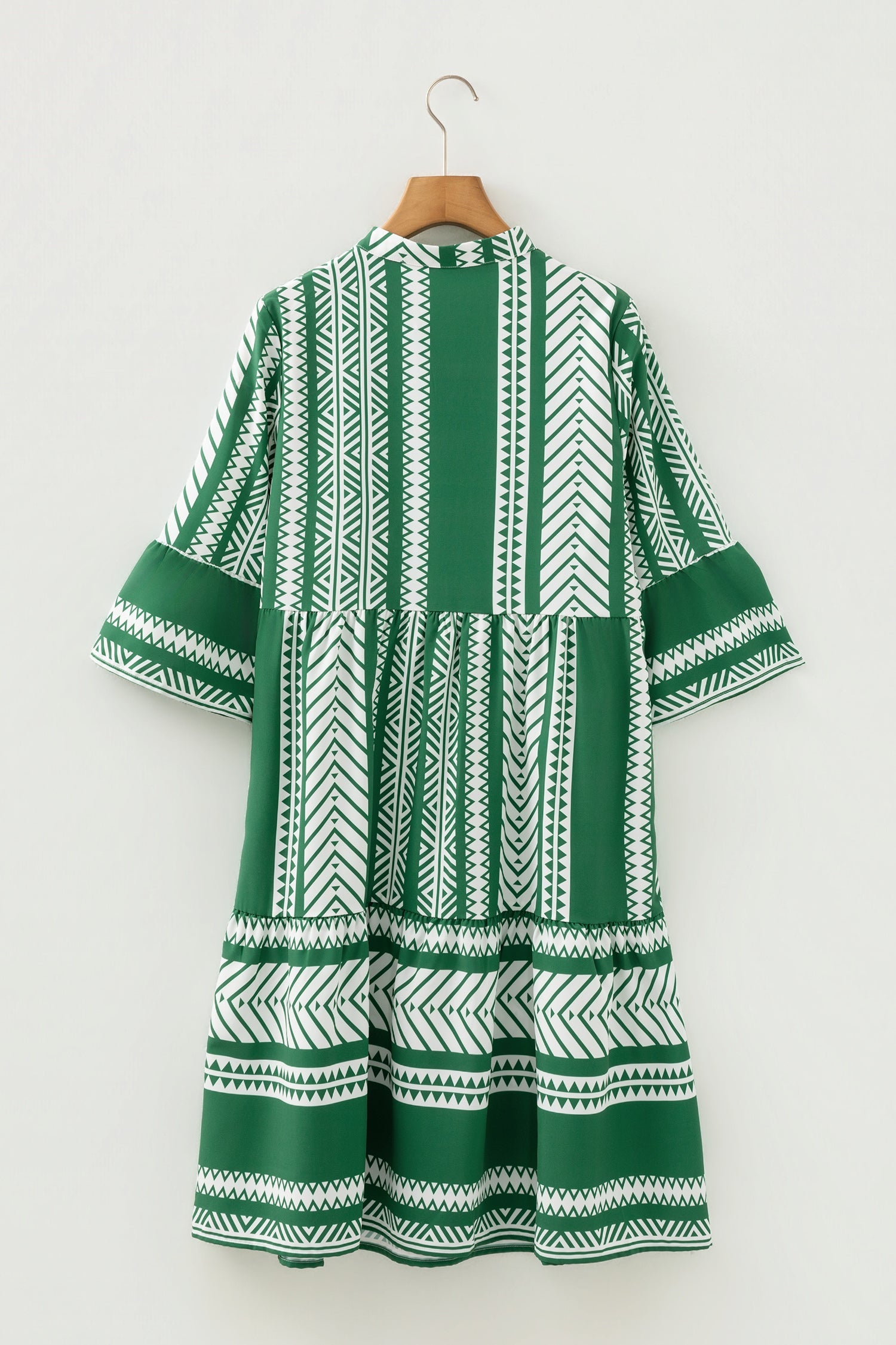 Women's 3/4 Sleeve Boho Mini Dress with Geometric Print