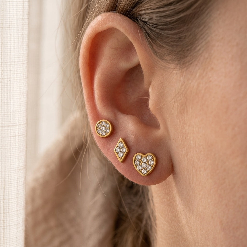 Dainty 18k Gold studded Stainless Steel Earrings
