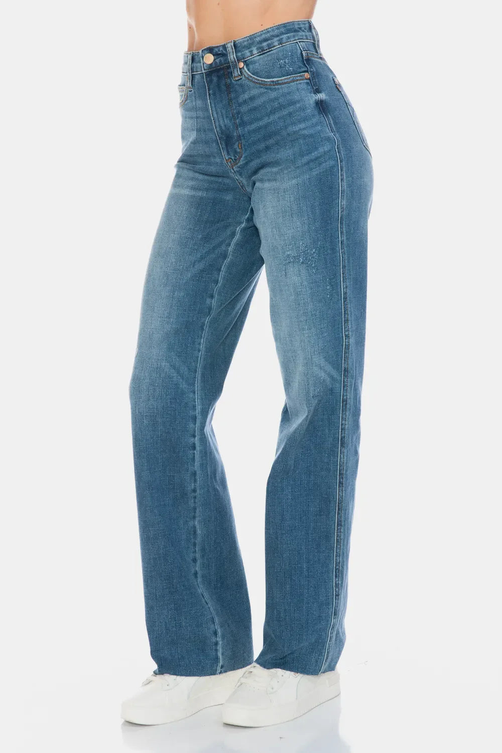 Judy Blue Tummy Control Straight Jeans Raw Hem