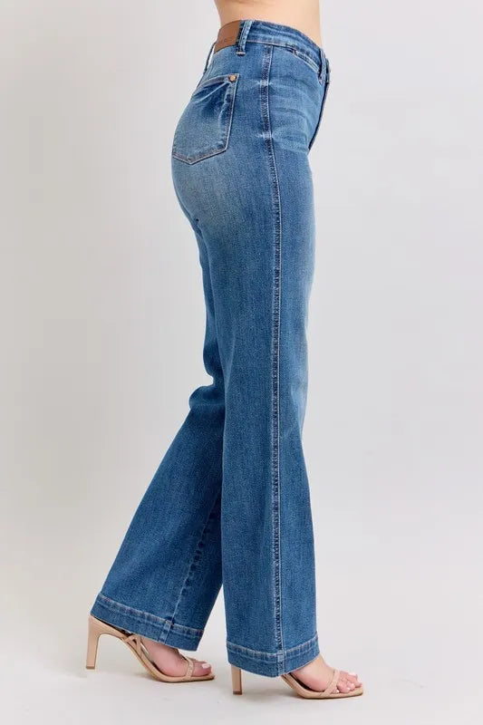 Judy Blue Full Size High Waist Contrast Thread Straight Plus Size
