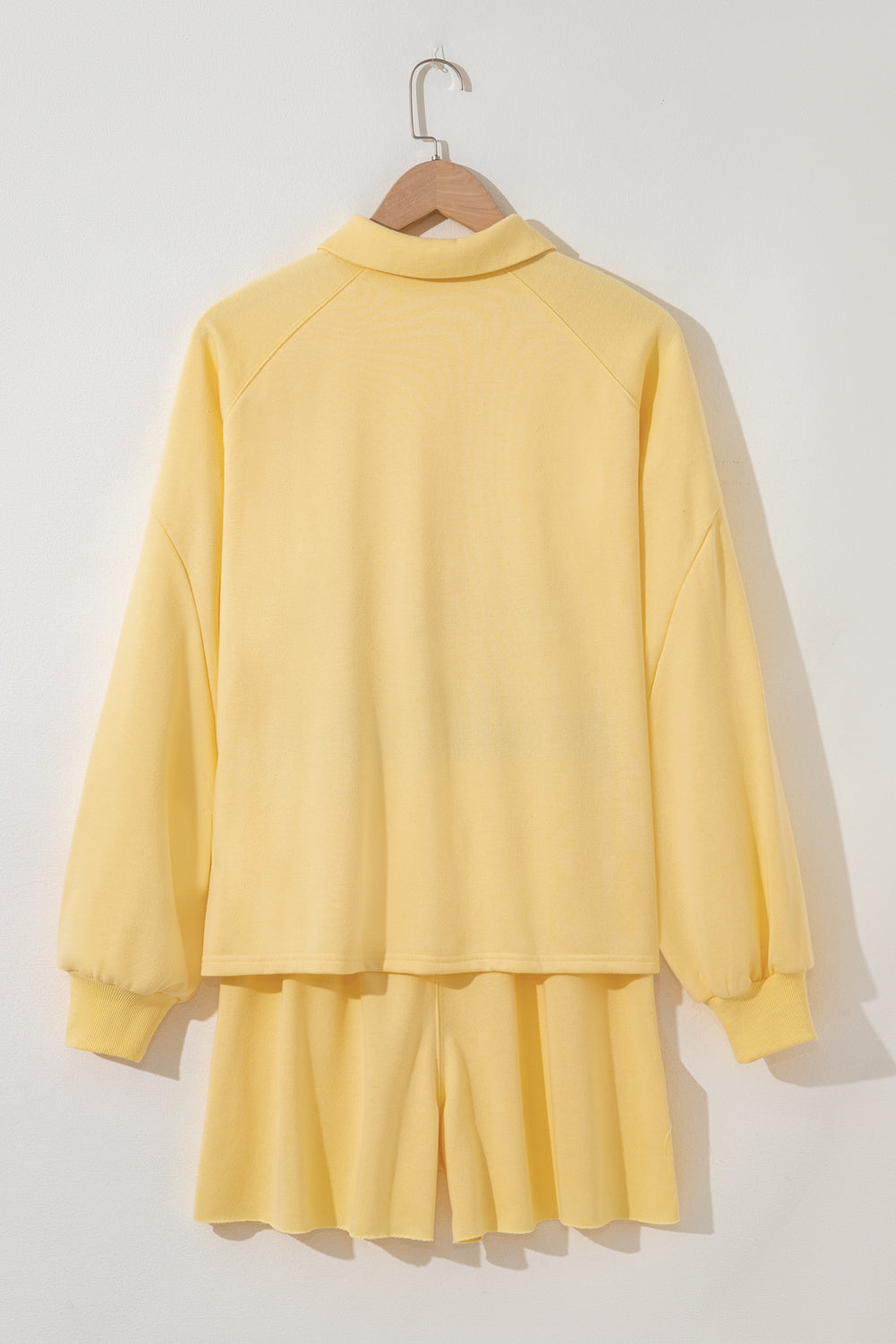 Yellow Cotton Blend Oversized Pullover & Shorts Set