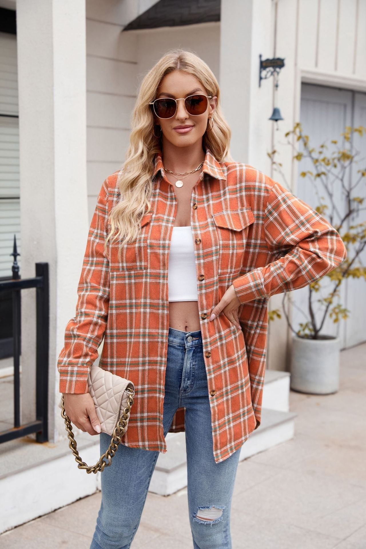 Mandy Plaid Button Up Long Sleeve Shirt | Women's